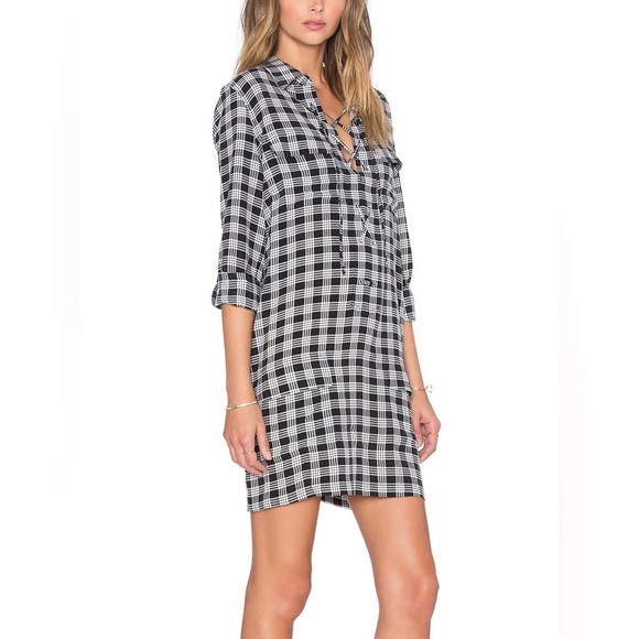 Equipment • NWT Knox Palaka B&W Plaid Silk Shirt Dress - Picture 1 of 7